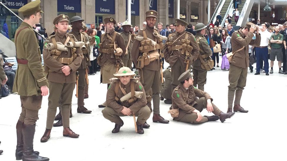 'Ghost Tommies' at Waterloo Station in London