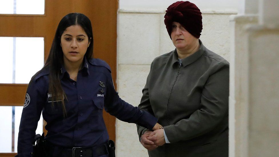 Malka Leifer, a former Australian teacher accused of dozens of cases of sexual abuse of girls at a school, arrives for a hearing at the District Court in Jerusalem on February 27, 2018.