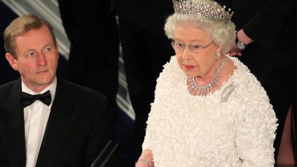 Then Taoiseach Enda Kenny at a state dinner with the Queen in St Patrick's Hall at Dublin Castle in Dublin in May 2011