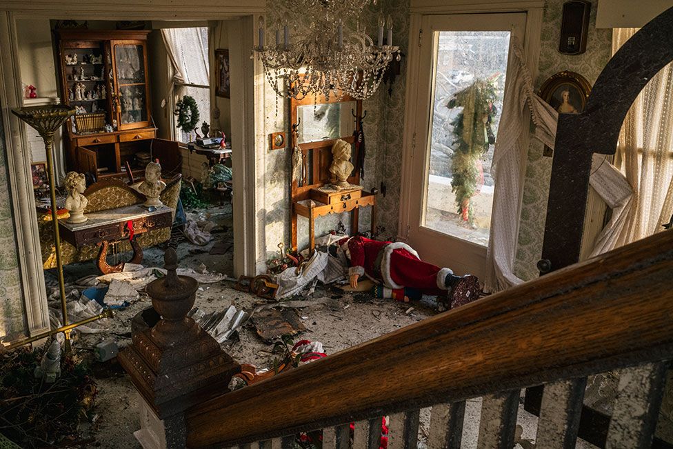 The inside of a tornado-damaged home in Mayfield, Kentucky, US, in December 2021
