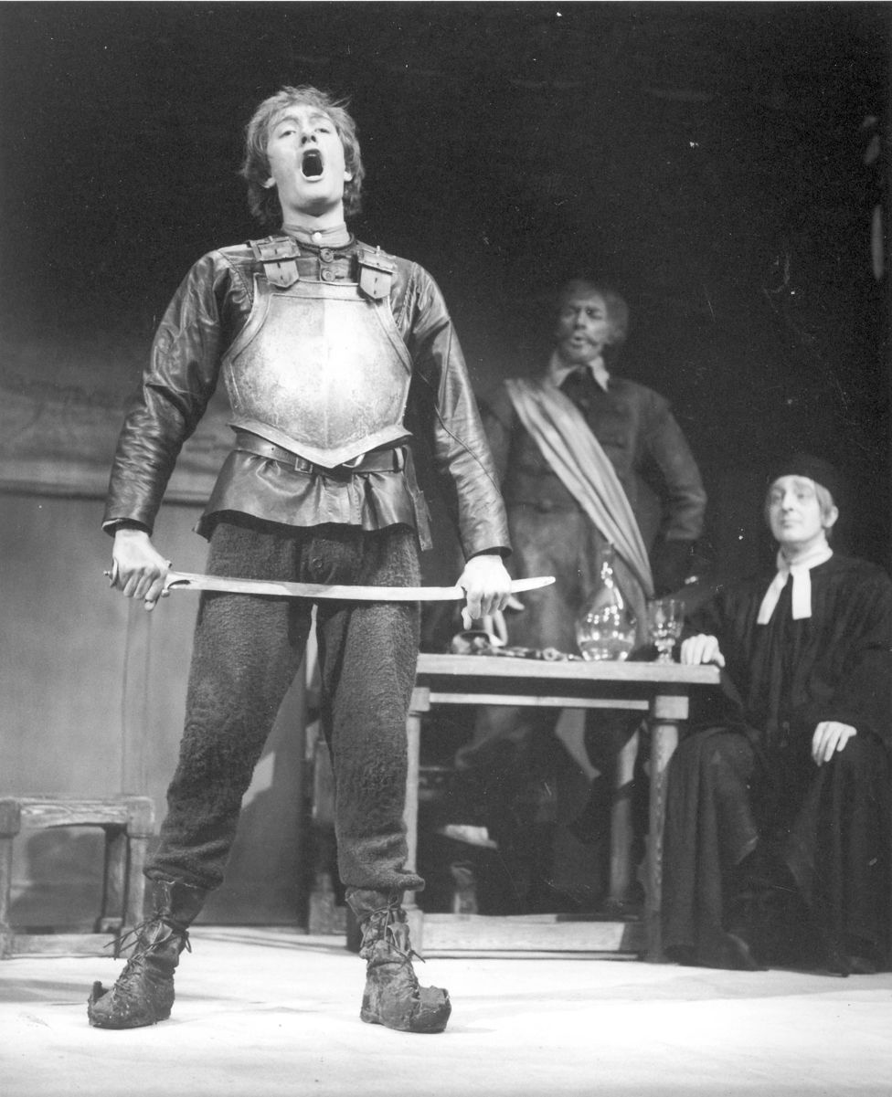 Michael Gambon on stage in Mother Courage by Bertold Brecht at the National Theatre,The Old Vic - London, 1965