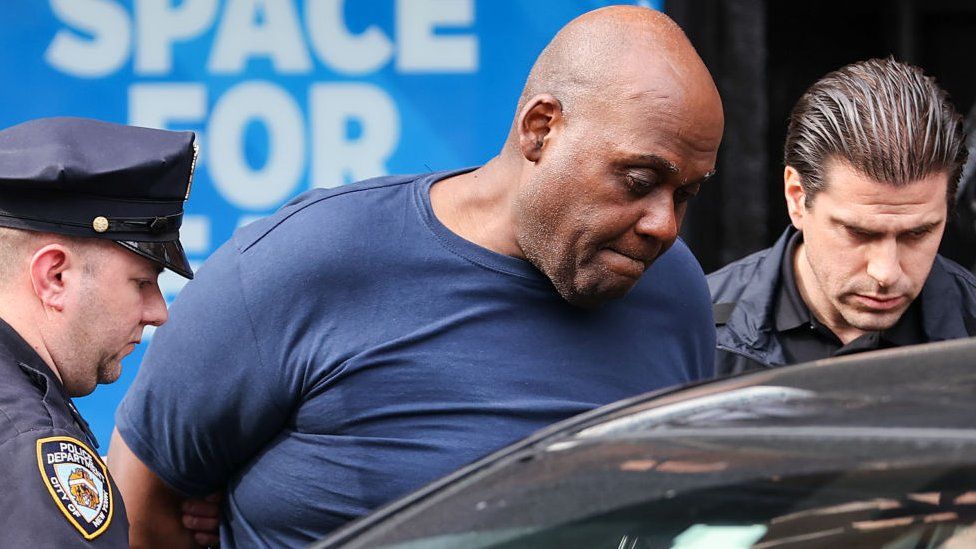 Frank James, 62, suspected of opening fire in a crowded New York City subway station is shown being taken into custody