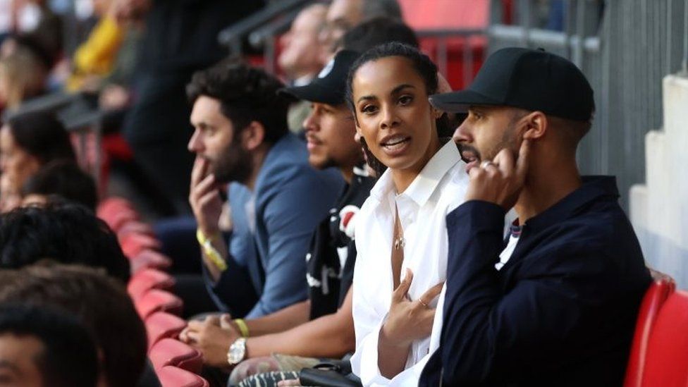 Marvin Humes and Rochelle Humes during the match