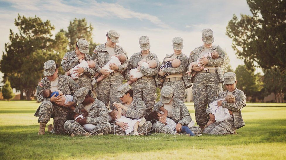 Photo of soldiers breastfeeding