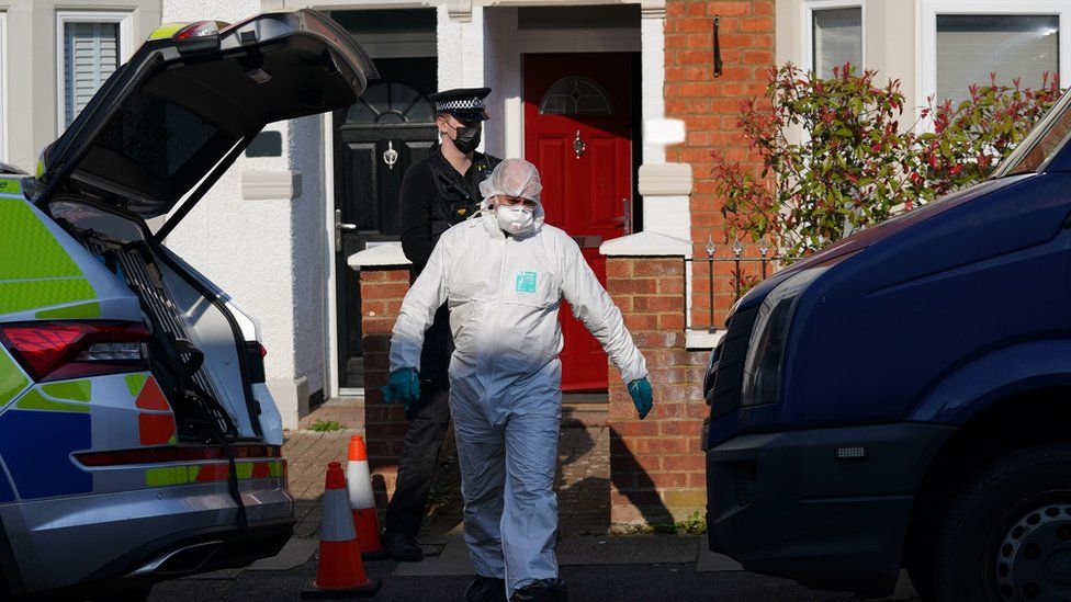 Forensic teams at a house in Northampton