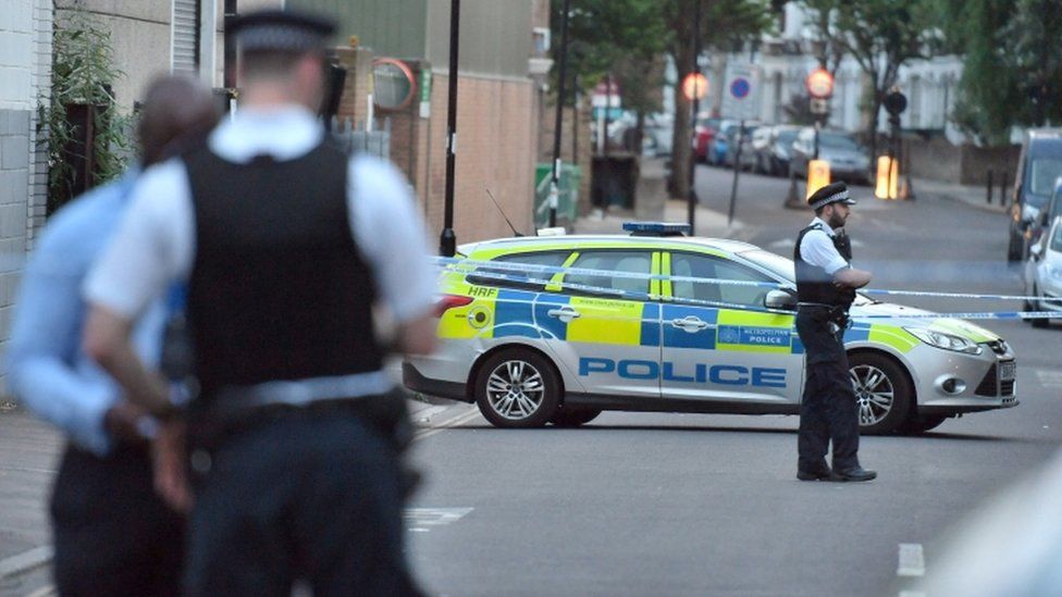 Police at the scene in Fairbridge Road near Archway