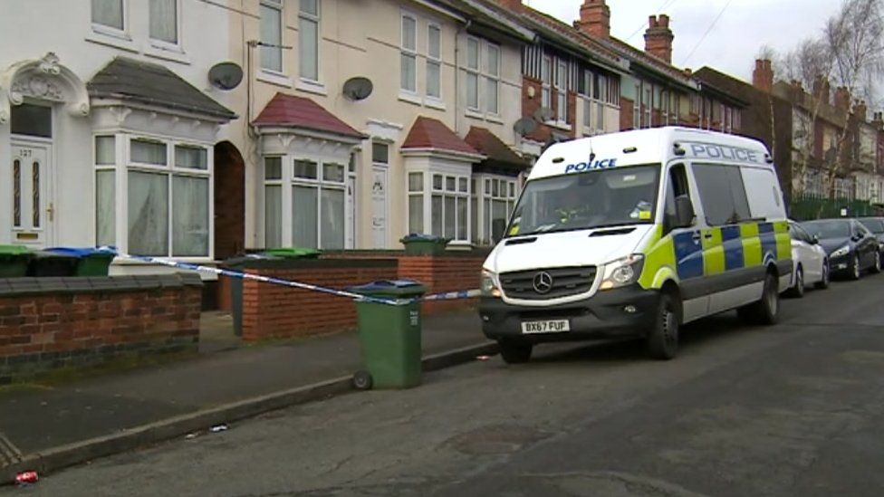 Police cordon outside a property on Oxford Road, Smethwick