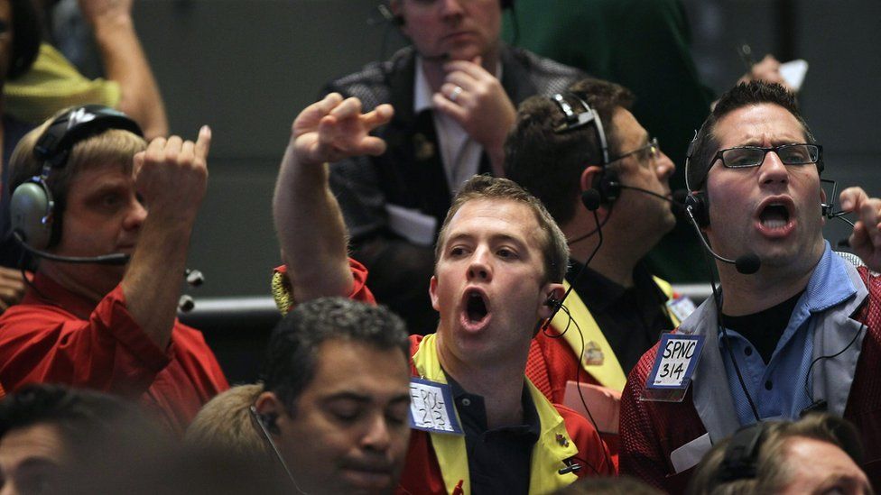 Trader in the Eurodollar pit of the CME