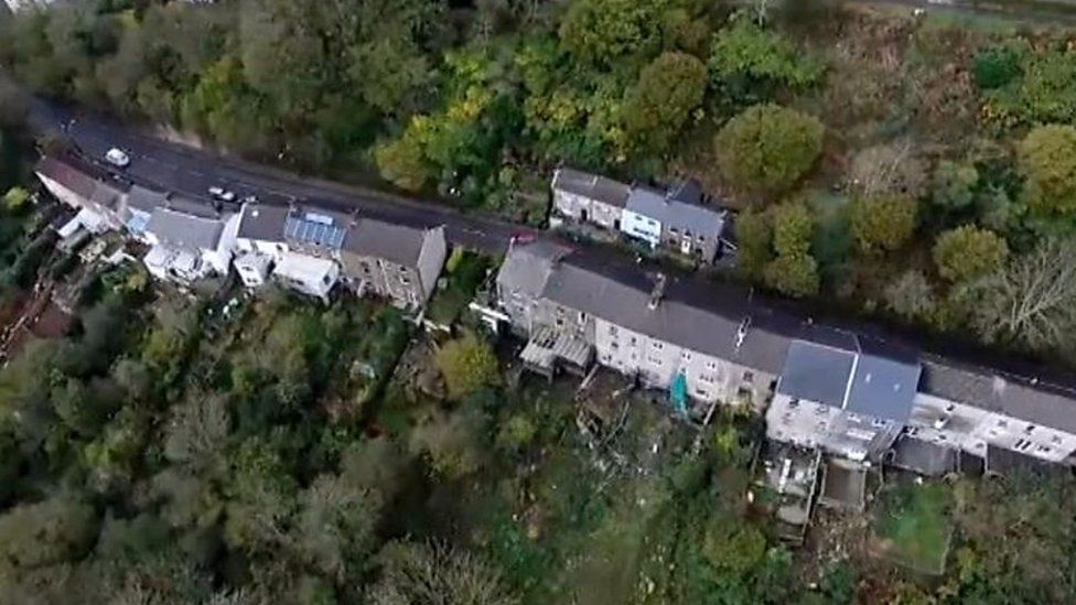 Drone footage of landslip