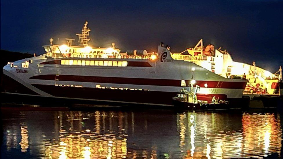 Grounded ferry