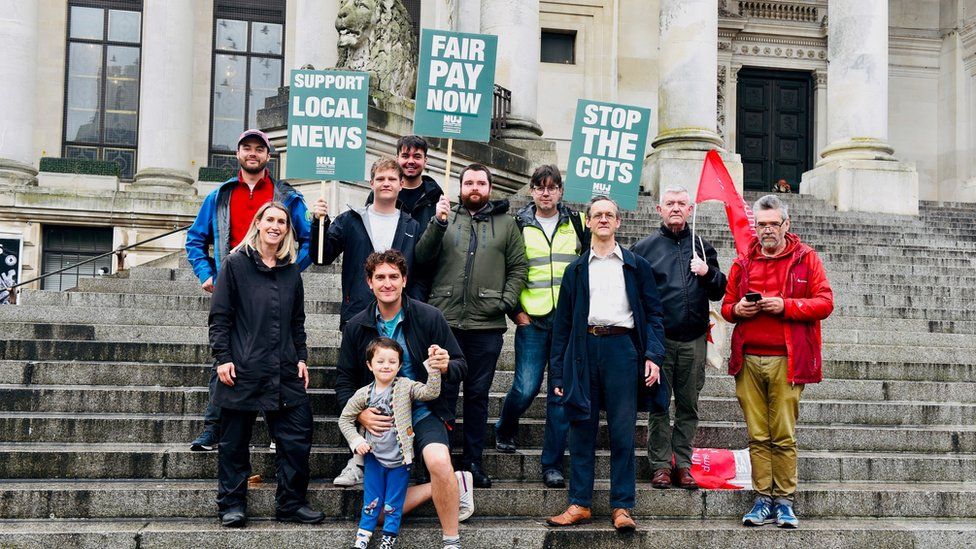 Portsmouth news journalists strike in wages dispute bbc news
