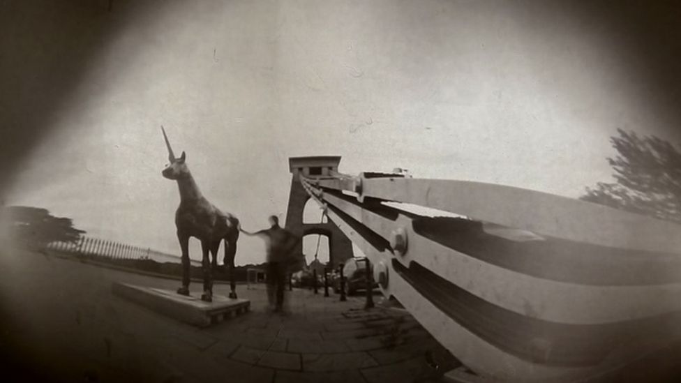 Clifton Suspension Bridge with a unicorn statue