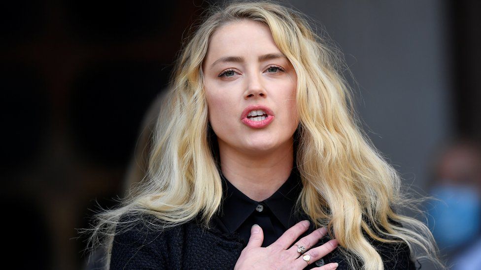Amber Heard outside the Royal Courts of Justice