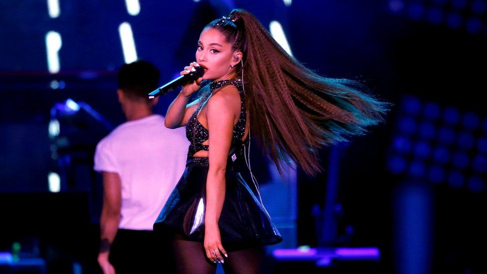 Ariana Grande performs during Wango Tango concert at Banc of California Stadium in Los Angeles, June 2018