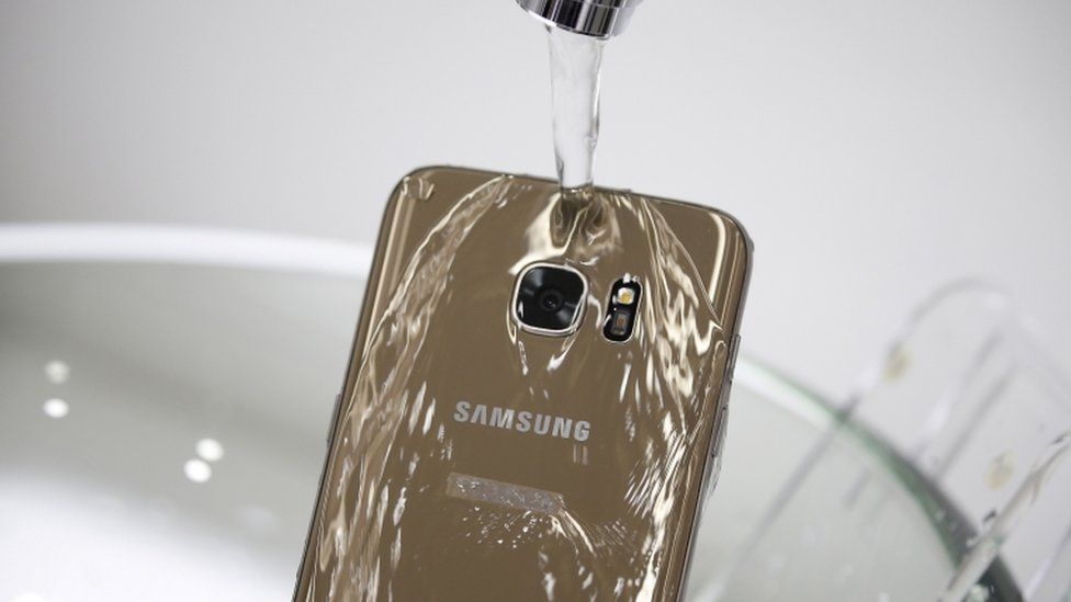Samsung phone in water