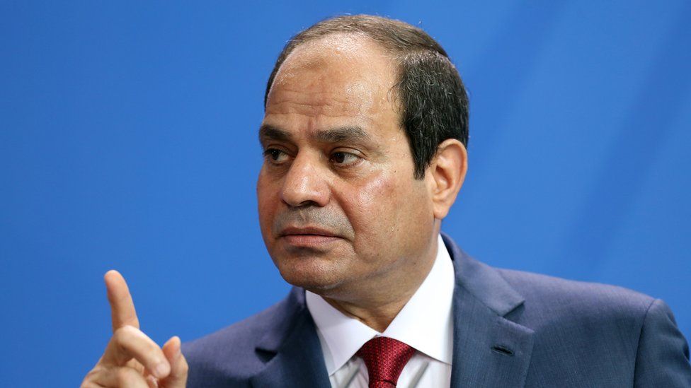 Egyptian President Abdel Fattah el-Sisi speaks during a news conference