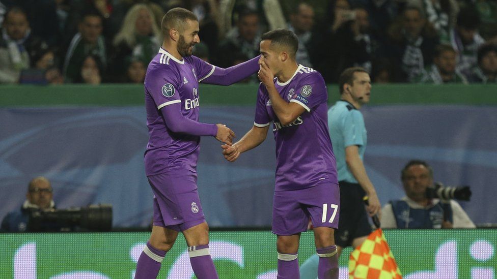 Douglas Ross working as assistant referee at Champions League match between Real Madrid and Sporting Lisbon