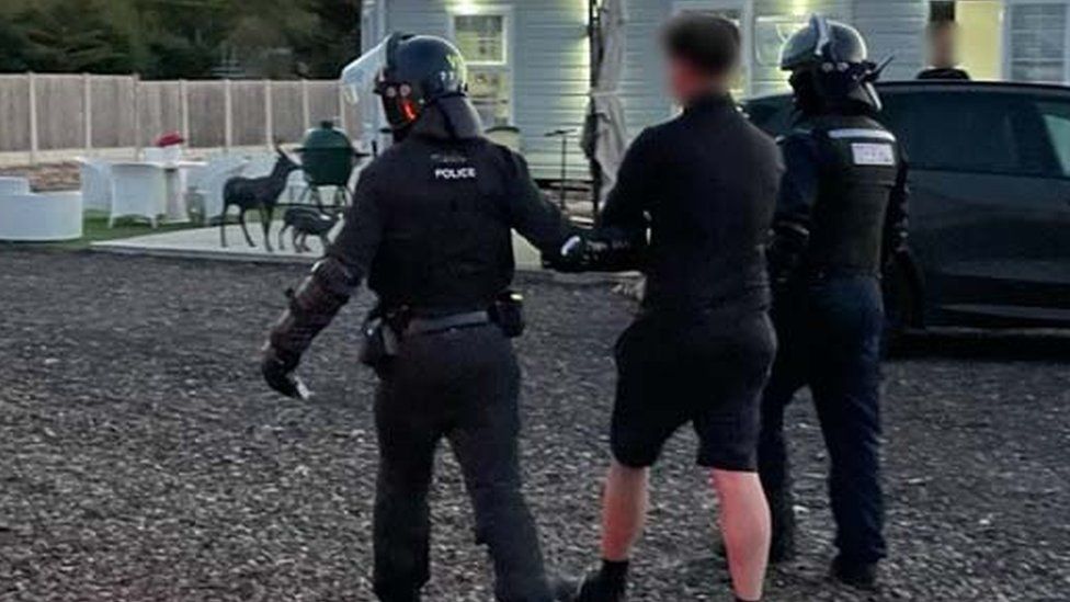 A police raid in Stondon Massey, Essex