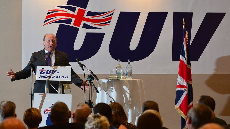 TUV leader Jim Allister addressing delegates at the party's conference