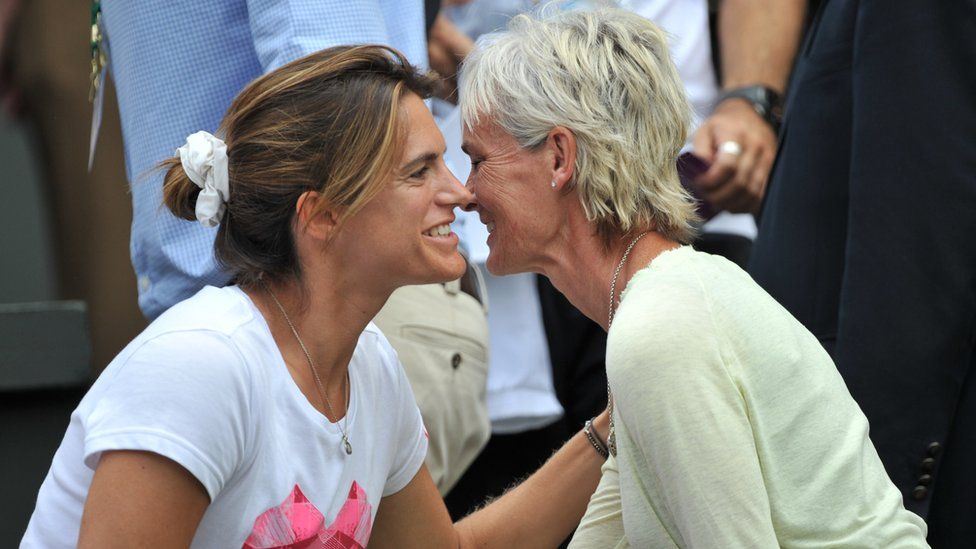 Coach Amelie Mauresmo and Judy Murray. 