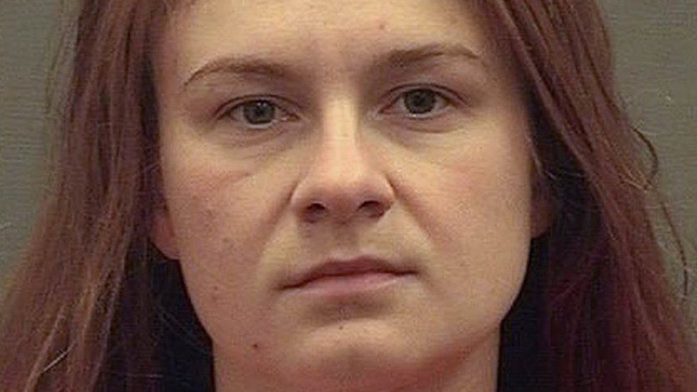 Maria Butina appears in a police booking photograph released by the Alexandria Sheriff"s Office in Alexandria, Virginia, U.S. August 18, 2018