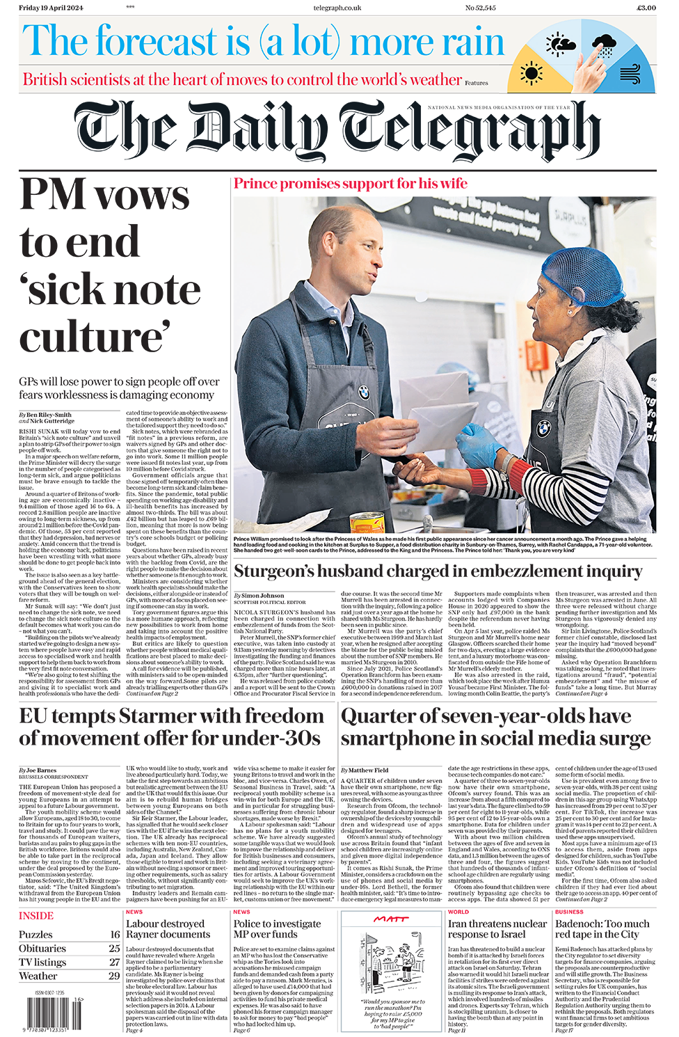 Newspaper Headlines: Eu Olive Branch And Pm Targets 'sick Note Culture 