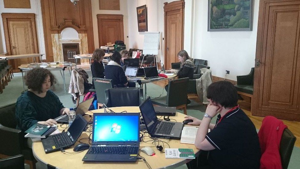An editing event at the National Library of Wales in 2016