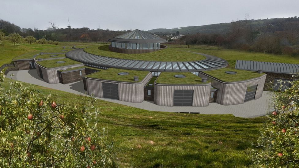 CGI of the proposed main building - The Hub - at Gillyflower Farm in Lostwithiel