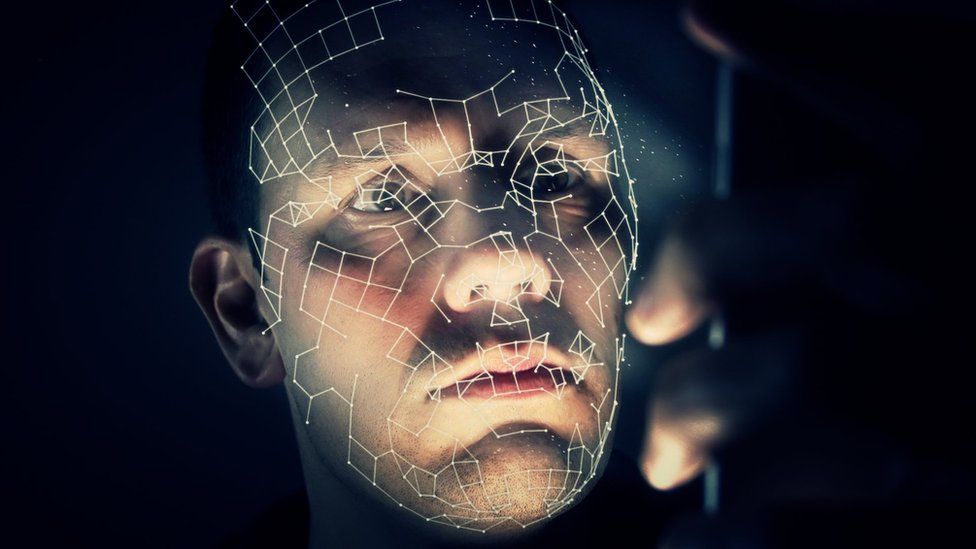 Facial recognition software analyses faces