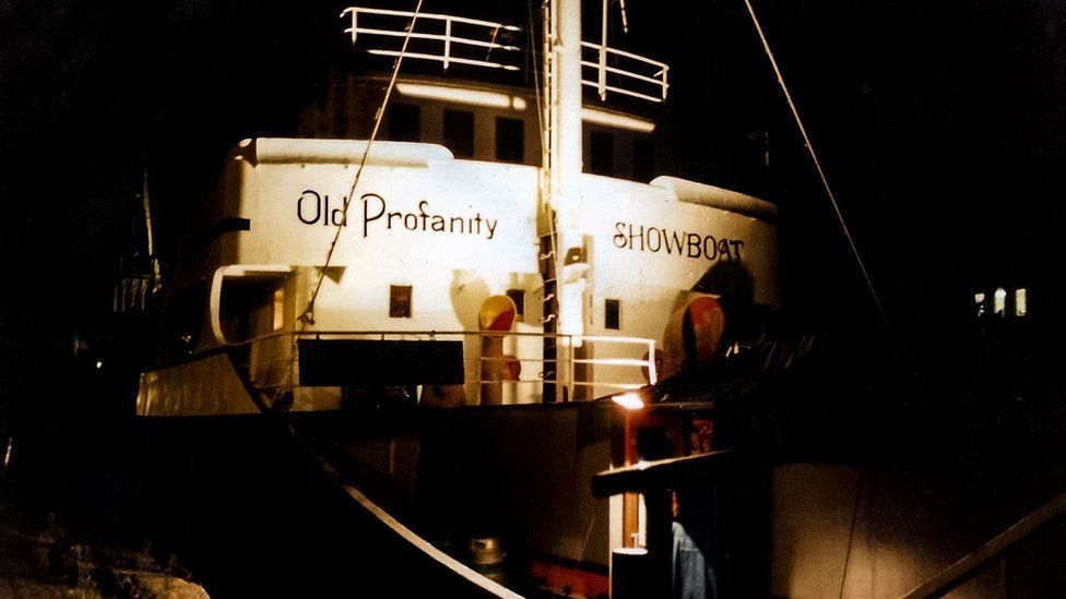 The Old Profanity Showboat photographed at Night in 1984