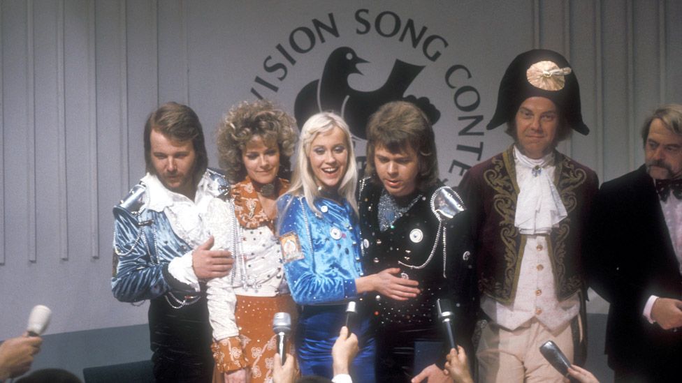 Abba after winning Eurovision 1974 in Brighton