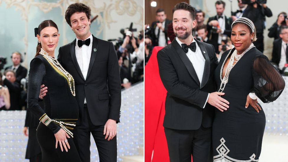 Karlie Kloss and Joshua Kushner, and Serena Williams and Alexis Ohanian, at the 2023 Met Gala: Karl Lagerfeld: A Line of Beauty held at the Metropolitan Museum of Art on May 1, 2023 in New York