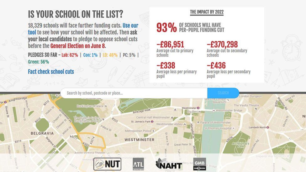 NUT school cuts site on polling day