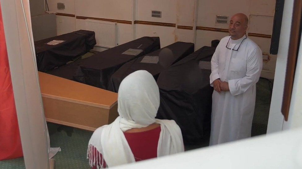 Coffins in mosque