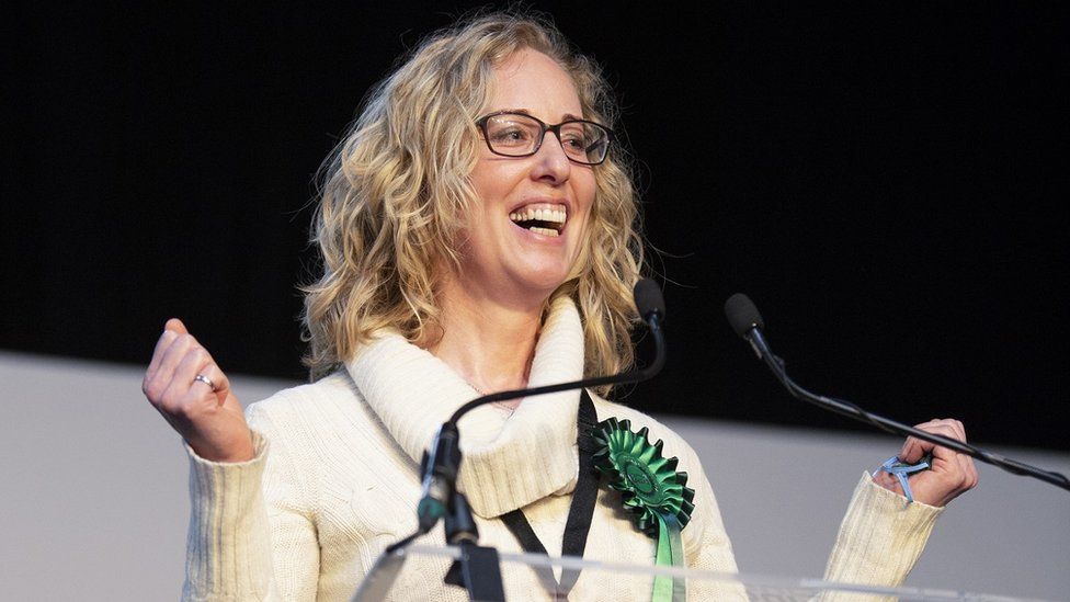 Scottish Greens co-leader Lorna Slater celebrates her victory
