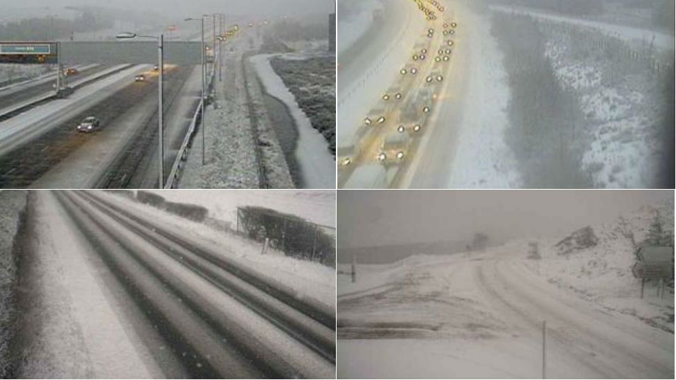 snow on M74, M77, A702 and the A83