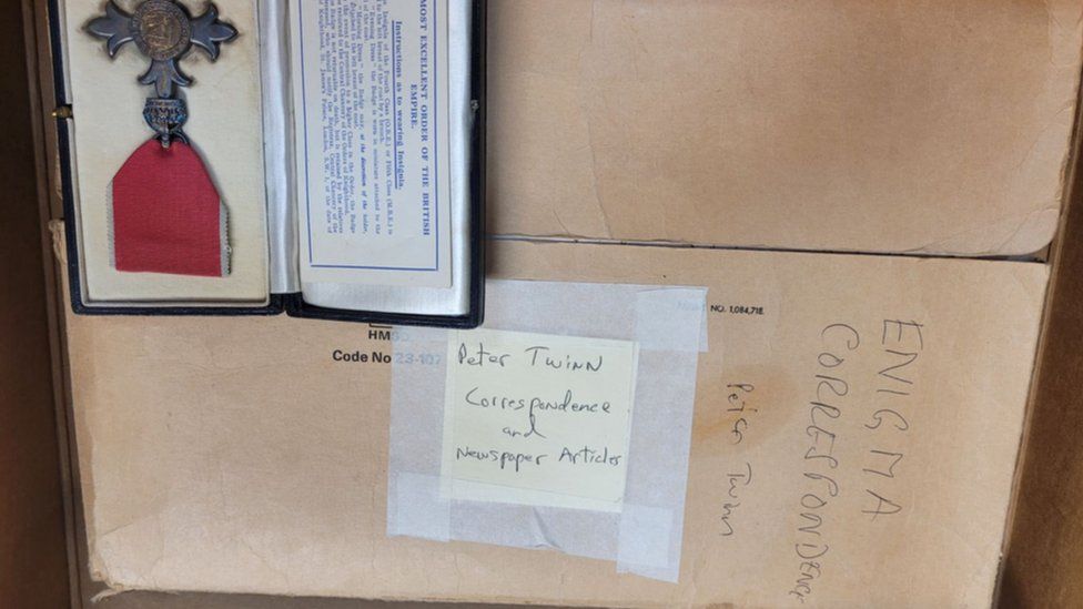 Image showing Gordon Welchman's OBE and Peter Twinn's Enigma correspondence.