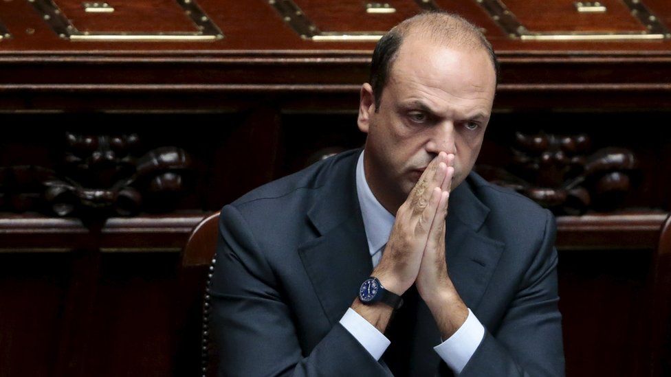 Italy's Interior Minister Angelino Alfano gestures during an address to the lower house of the Italian Parliament in Rome in this October 4, 2013 file photo.