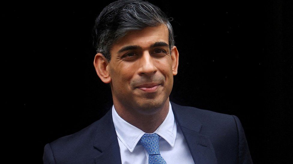 Prime Minister Rishi Sunak walks out of 10 Downing Street (file photo from February 2024)
