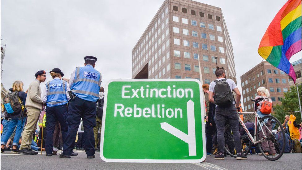 Mock road map showing extinction rebellion