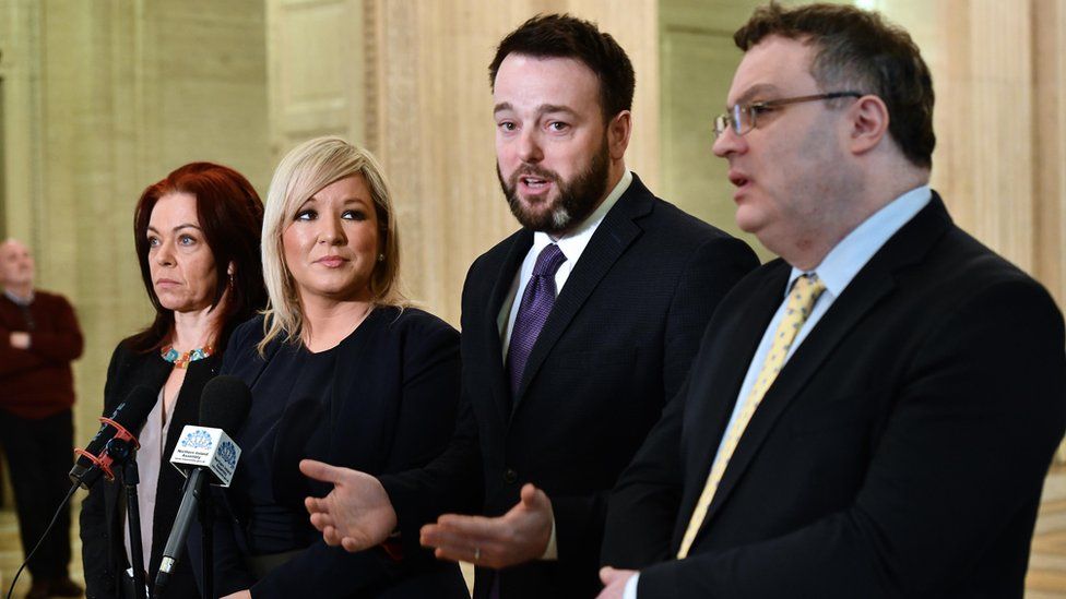 Green Party leader Clare Bailey, Sinn Féin vice-president Michelle O'Neill, SDLP leader Colum Eastwood and Alliance Party deputy leader Stephen Farry