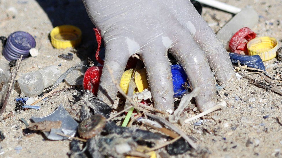 Plastic on a beach