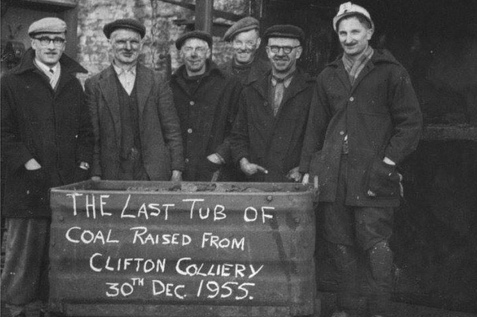 Miners at Clifton Colliery in 1955