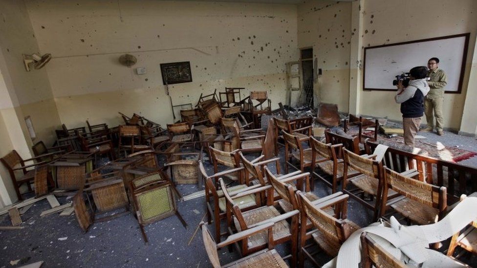 Classroom of Peshawar school attacked by Taliban