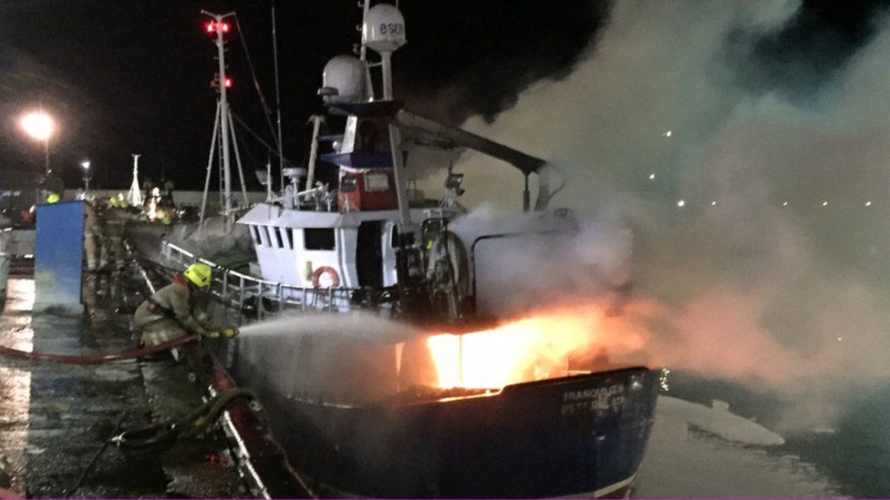 Man in court after Peterhead harbour boat fire - BBC News