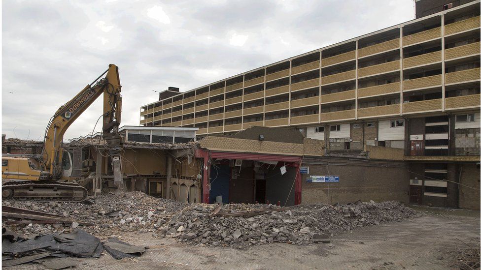 demolition under way at Purley Centre