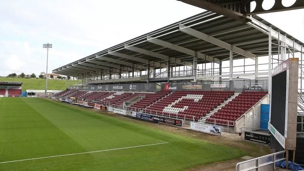 Half completed stand at Northampton Town's Sixfields stadium