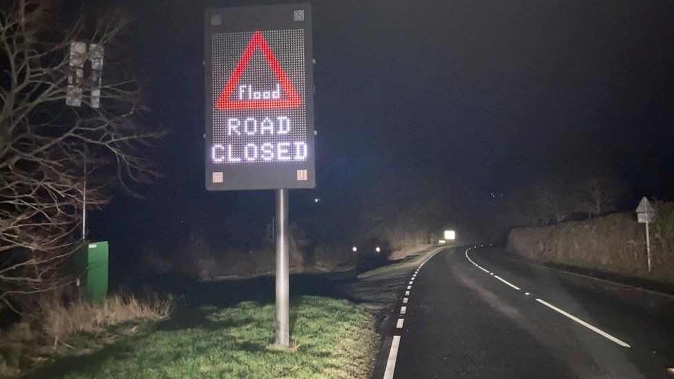 Road closed sign in North Yorkshire