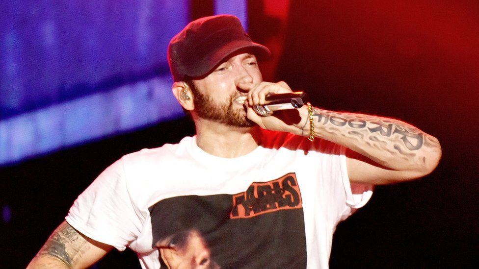 Eminem on stage in 2018
