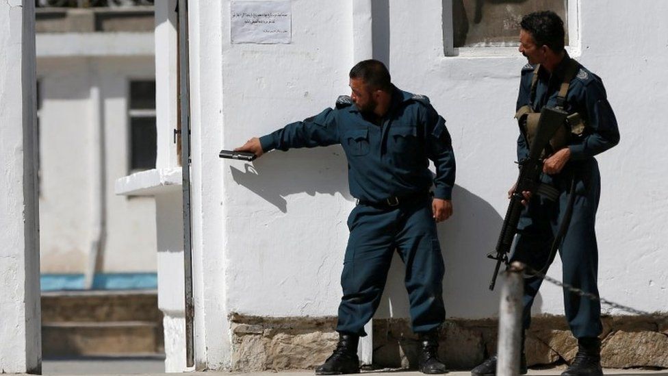 Security forces at the mosque in Kabul